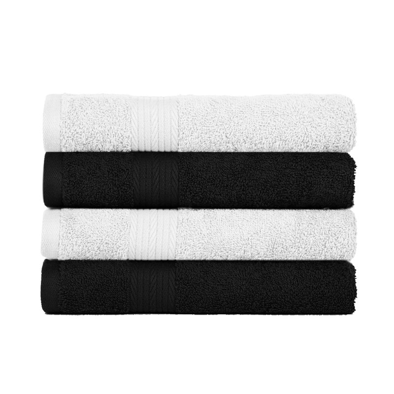 Essuie-mains 100% coton 600 g / m² couleurs assorties, Blanc / noir