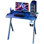 Bureau de jeu avec lumières à DEL RVB, table de jeu en fibre de carbone, grand bureau d'ordinateur de jeu, bureau de poste de travail à pieds en X avec porte-gobelet et crochet pour casque d'écoute