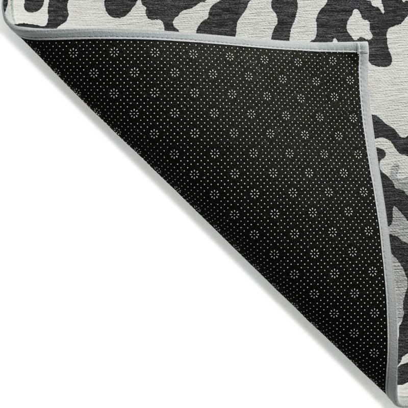 3' X 5' Black Gray And Ivory Animal Print Washable Indoor Outdoor Area Rug