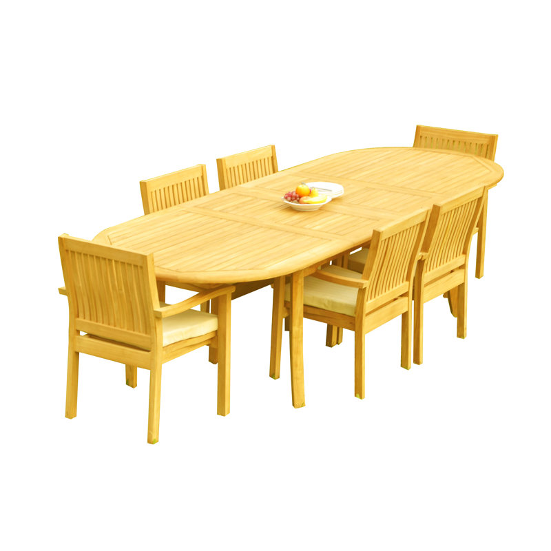 Mashburn 6 - Person Teak Wood Patio Dining Set with Oval Table, 82" L x 40" W x 30.5" H
