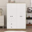 Garde-robe 4 portes avec tiroirs, tablette et tringle