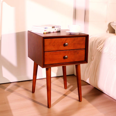 Table de chevet avec 2 tiroirs, petite table d'appoint avec rangement