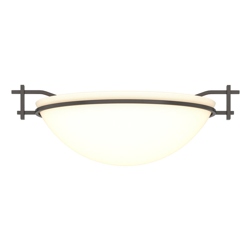 Moonband Semi Flush Mount, Opal, Oil Rubbed Bronze, 4.5" H x 11.4" W x 11.4" D