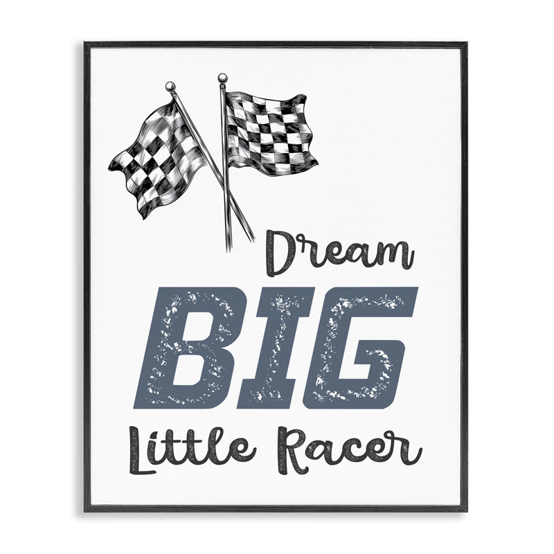 «Dream Big Little Racer», estampe numérique, design par Christine Simpson Art, H 20 po x l 16 po, Giclée encadrée noir minuit