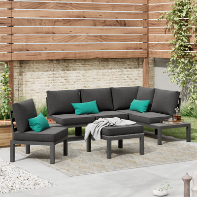Ensemble de conversation en aluminium pour 6 personnes avec coussins et coussins
