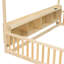 Lit de maison avec tablettes de rangement, lumières à DEL intégrées et station de charge, lit de plancher en bois de pin avec garde-corps de sécurité-133742686-133742658