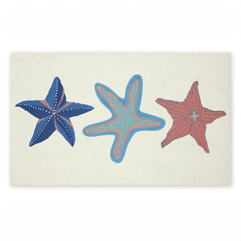 Tapis de porte d'extérieur à imprimé étoile de mer Coastal Americana, par Darlene Seale, 18 po x 30 po