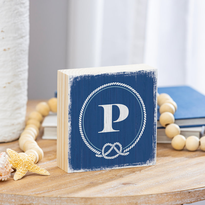 Coastal Wooden Plock Monogram Nautical 6" P