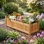Lit de jardin surélevé rectangulaire en bois, boîte à fleurs d'extérieur pour légumes, fleurs et herbes
