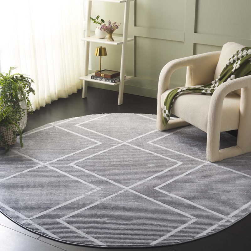 Lemarr Performance Geometric Rug, Round 6'7"