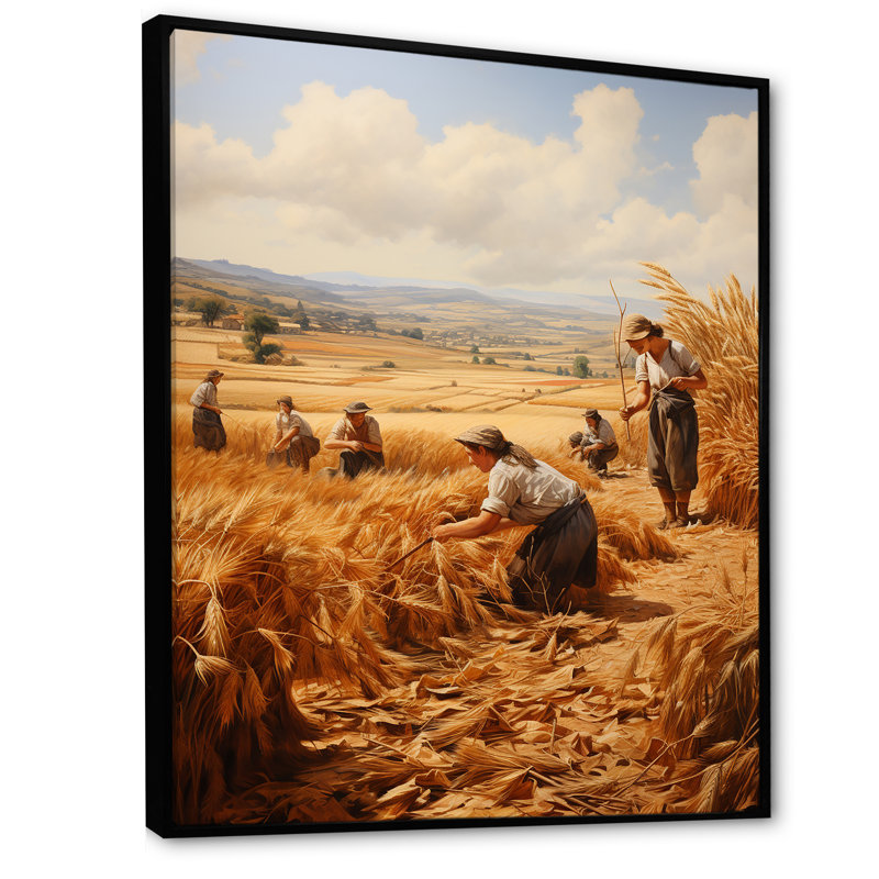 Sroda The Harvesters Jean François Millets, H 40 po x l 30 po x P 1,5 po, Cadre flottant noir