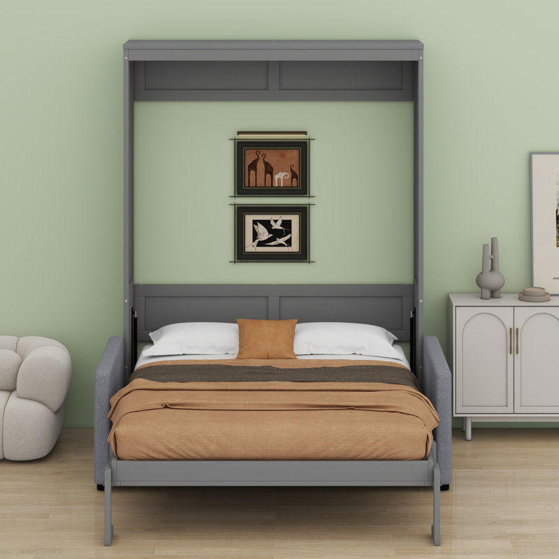 Lit escamotable mural Murphy avec coussin, Gris