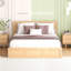 Grand lit plateforme en bois avec rangement en dessous et 2 tiroirs, couleur bois