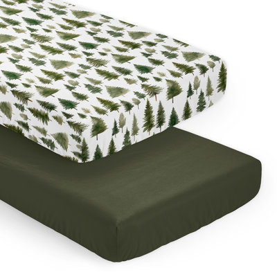 Woodland Pine Tree Fitted Crib Sheets Set of 2