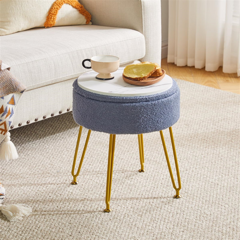 Ahilan Metal Accent Stool, Slate Blue