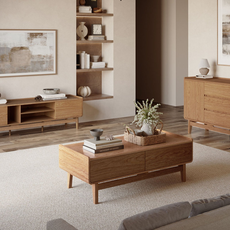 Eric 47.3'' W Mid-Century Modern Rectangular Coffee Table with Hidden Storage