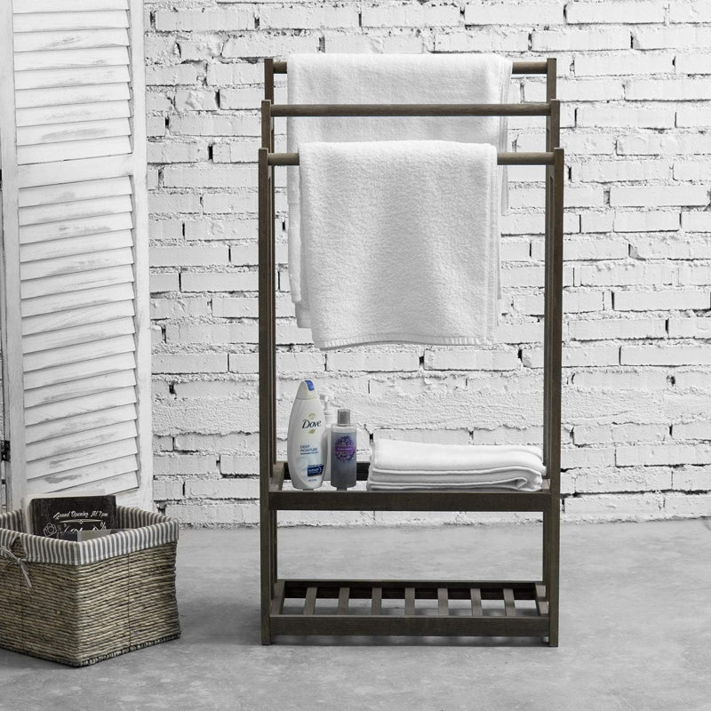 Rustic Wood Bathroom Quilt Blanket Rack