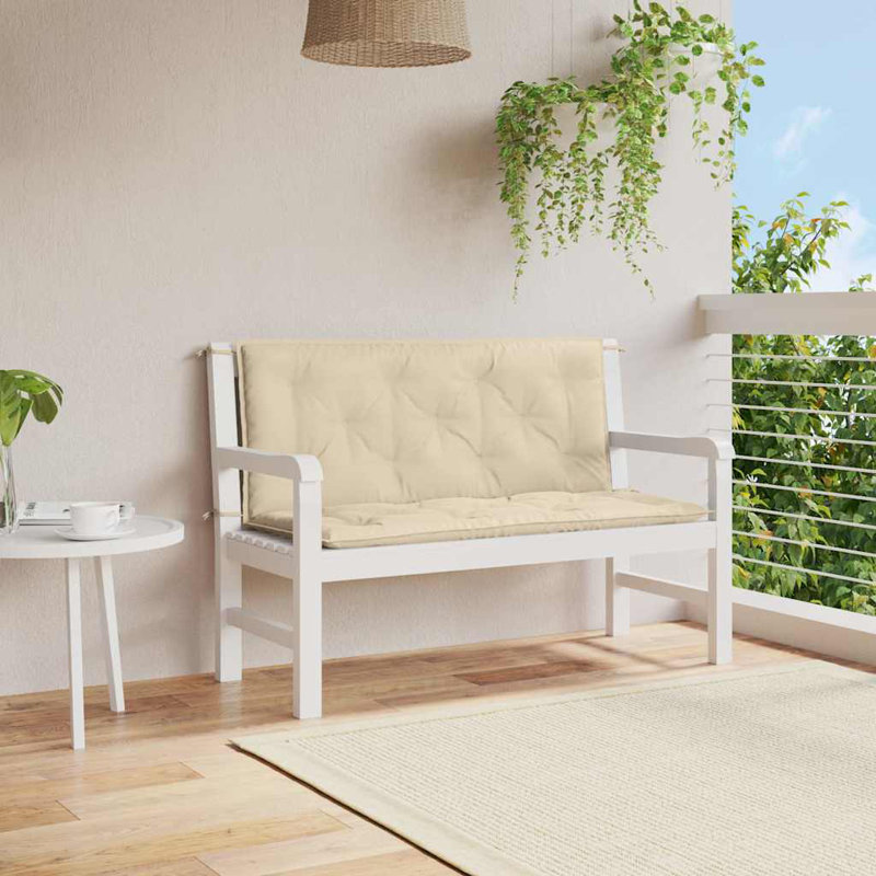 Garden Bench Cushion Set of 2 Beige Oxford Fabric 100 Percent Polyester Patio Bench Pads, 19.7" H x 47.2" W x 2.8" D
