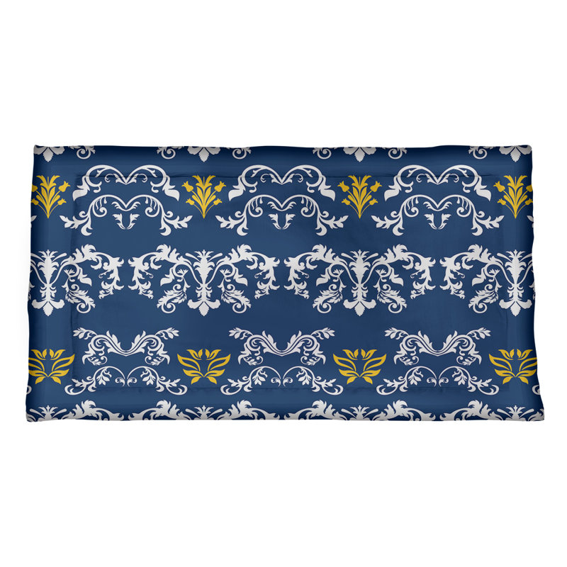 Football Baroque Pattern Pillow Sham, Standard, Microfiber, Blue/White/Yellow