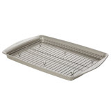 Rachael Ray Bakeware Jumbo Nonstick Cookie Pan with Roasting Rack, 13 Inch x 19 Inch, Silver