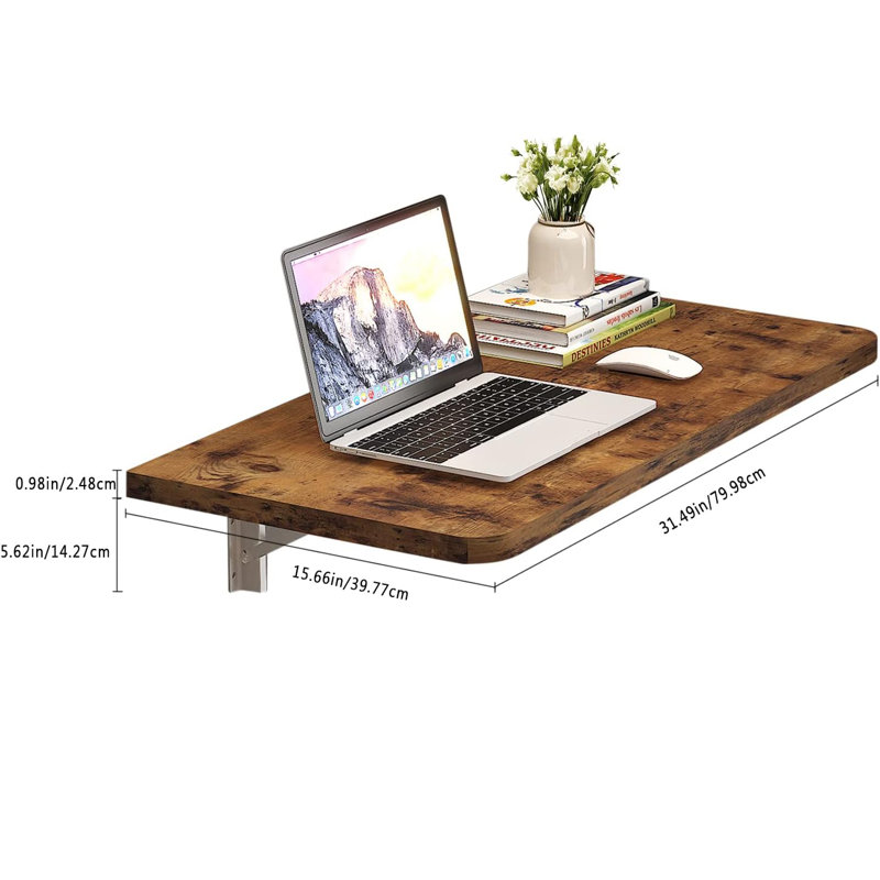 Wall Mounted Drop Leaf Table,Drop Down Table,Folding Table,Fold Down Wall Desk, Rustic Brown
