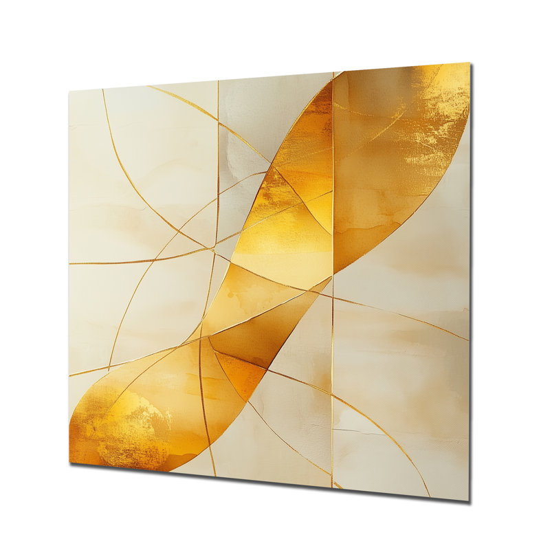 Golden Intersection - décor transitionnel moderne abstrait, impression sur métal moderne, L 29 po x H 29 po