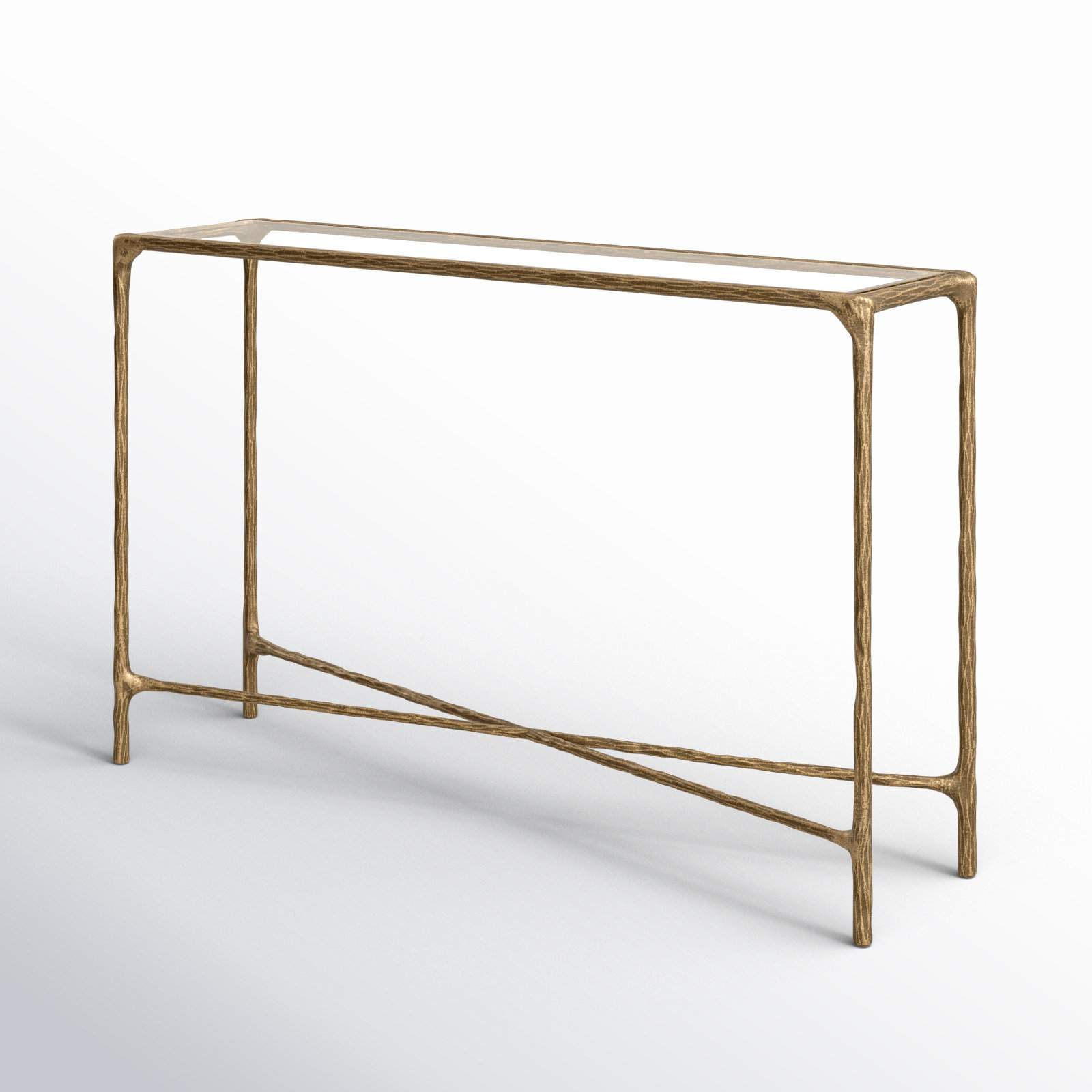 Evelynn 48'' Console Table, Brass, Clear