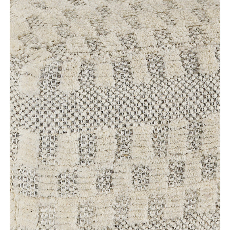 Repose-pieds rembourré Lebo, Laine beige