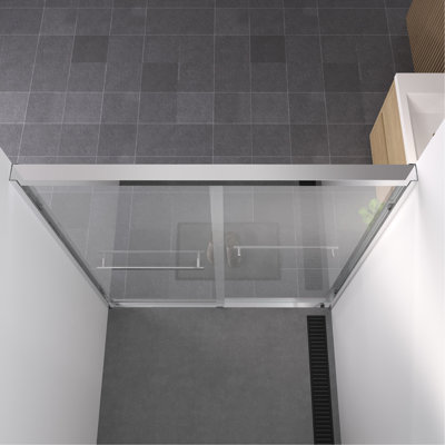 74" High Aluminum Sliding Glass Shower Door With Stainless Steel Handle, Easy Installation And - Rust In Bathroom Tall Reversible Installation, Safe