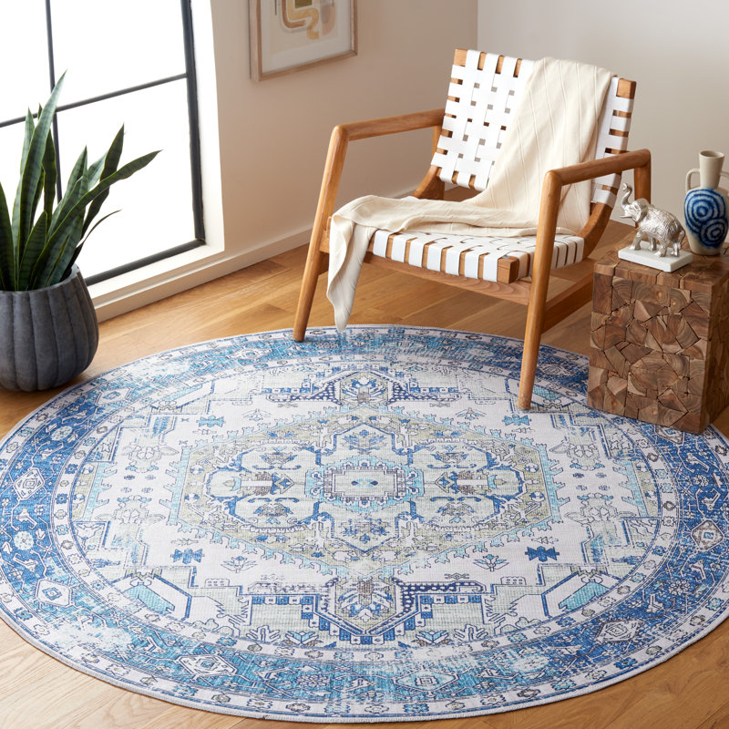 Maleek Performance Machine Washable Oriental Rug, Round 6'