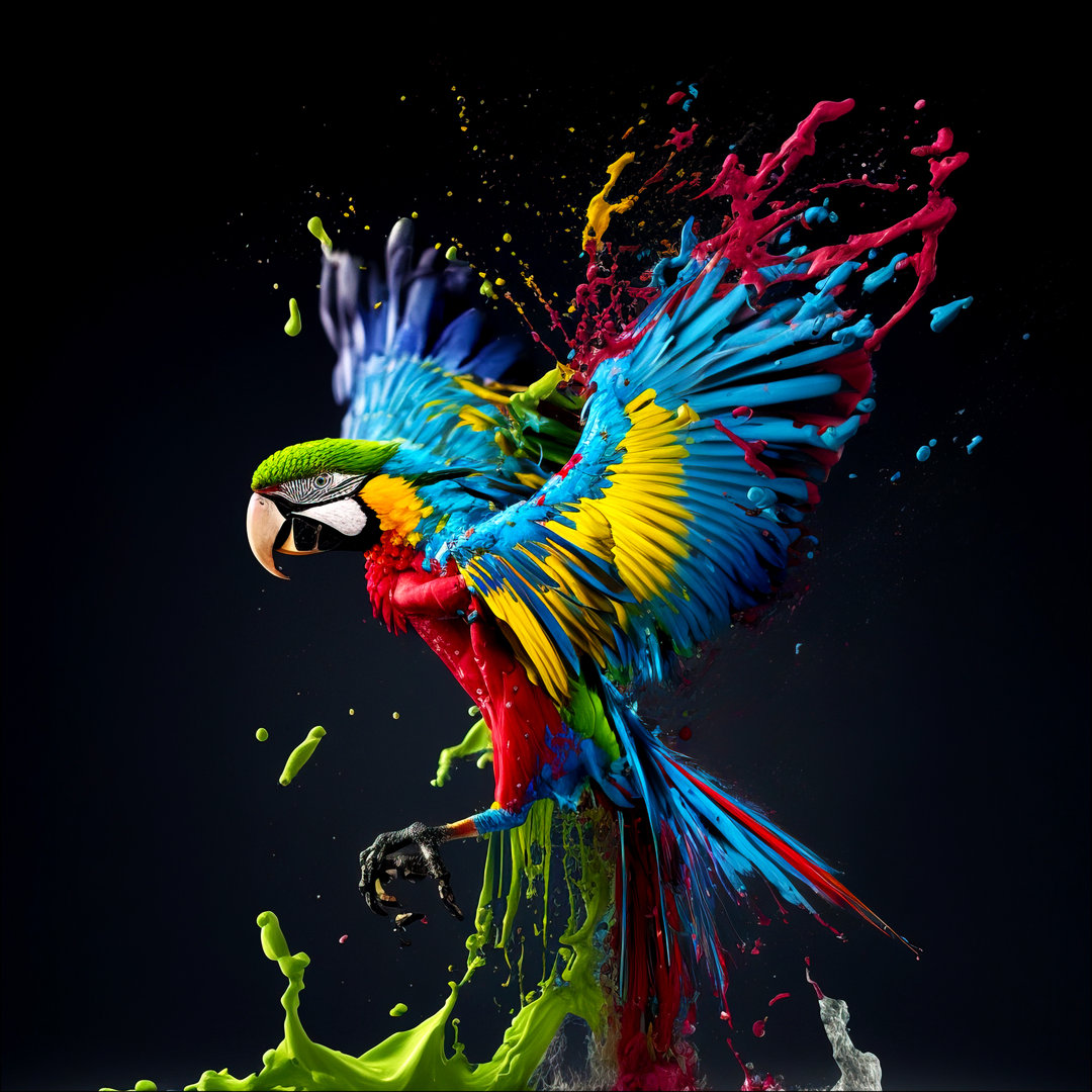 Colorful Macaw – Druck ohne Rahmen auf Floatglas