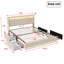 UK&EU Size Smart Linen Bed Frame with App-Controlled LED Lights, Upholstered Storage Bed with 4 Drawers & USB Charging Station, Grey & Beige-466897634-466897635