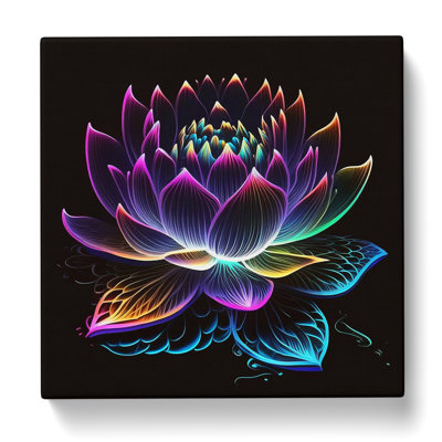 Lotus Flower Neon No.1 - Wrapped Canvas