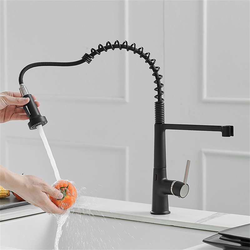 KIKO HOME Pull Down Touchless Kitchen Faucet, Matte Black