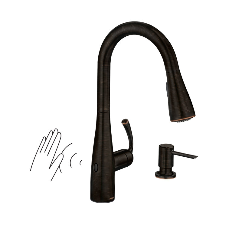 Robinet de cuisine à poignée simple avec douchette rétractable Essie, Bronze méditerranéen