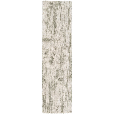 Moss Ivory & Green Abstract Shag Modern Rug