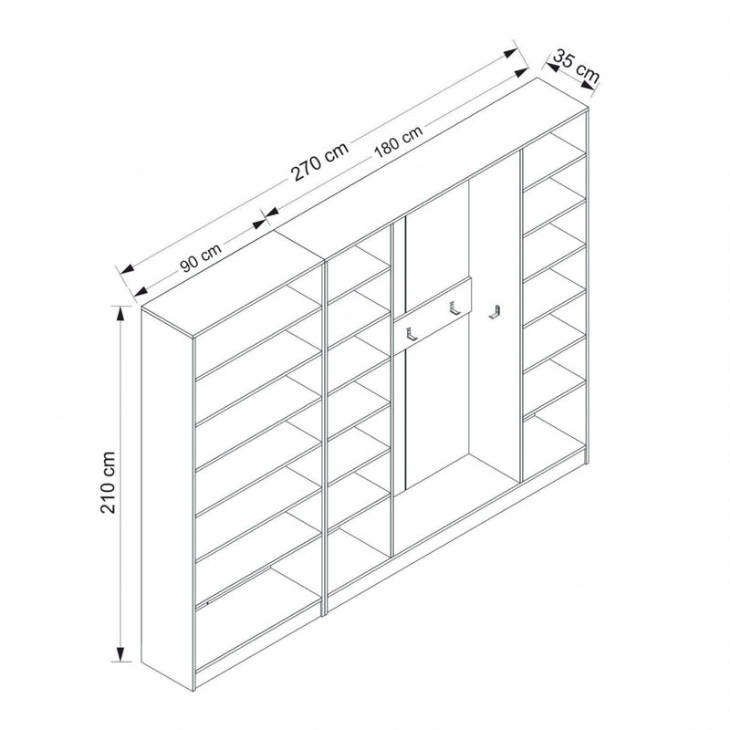 Modern Hall Stand, White, 106.3 x 82.7 x 13.8 inches | 100% Melamine Coated Particle Board, Thickness: 0.7 inches | Elegant Scandinavian Design, Perfect for Entryway Organization & Style