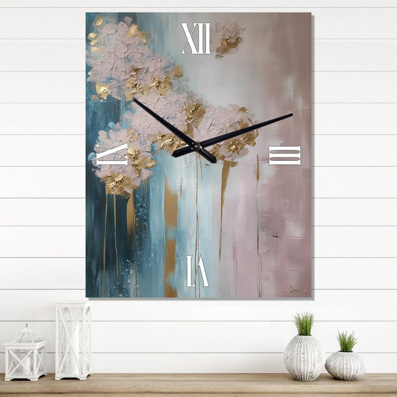 Fleur d'hortensia abstraite en floraison rétro II - horloges murales Hydrangea, Petit