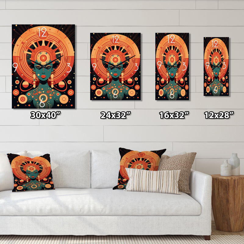 Horloge murale afro-américaine graphique, H 32 po x l 24 po x P 1 po