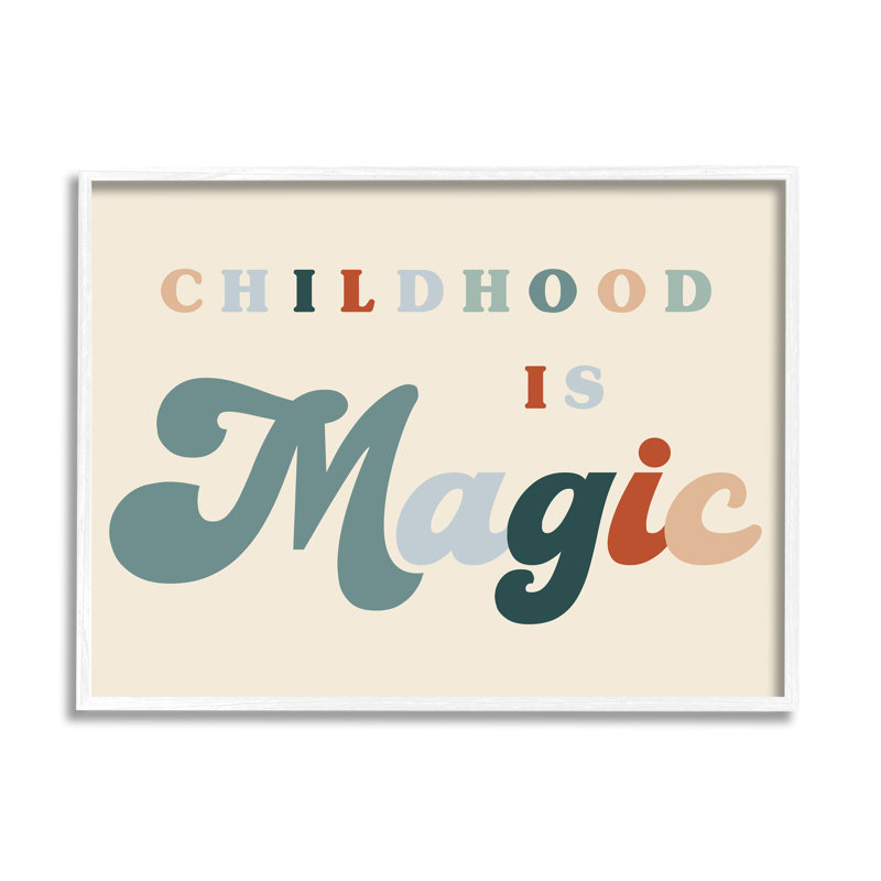 Ba-960 - Art textuel encadré sur l'enfance par Lil 'Rue, Giclée encadrée blanc bord de mer, H 16 po x l 20 po x P 1,5 po