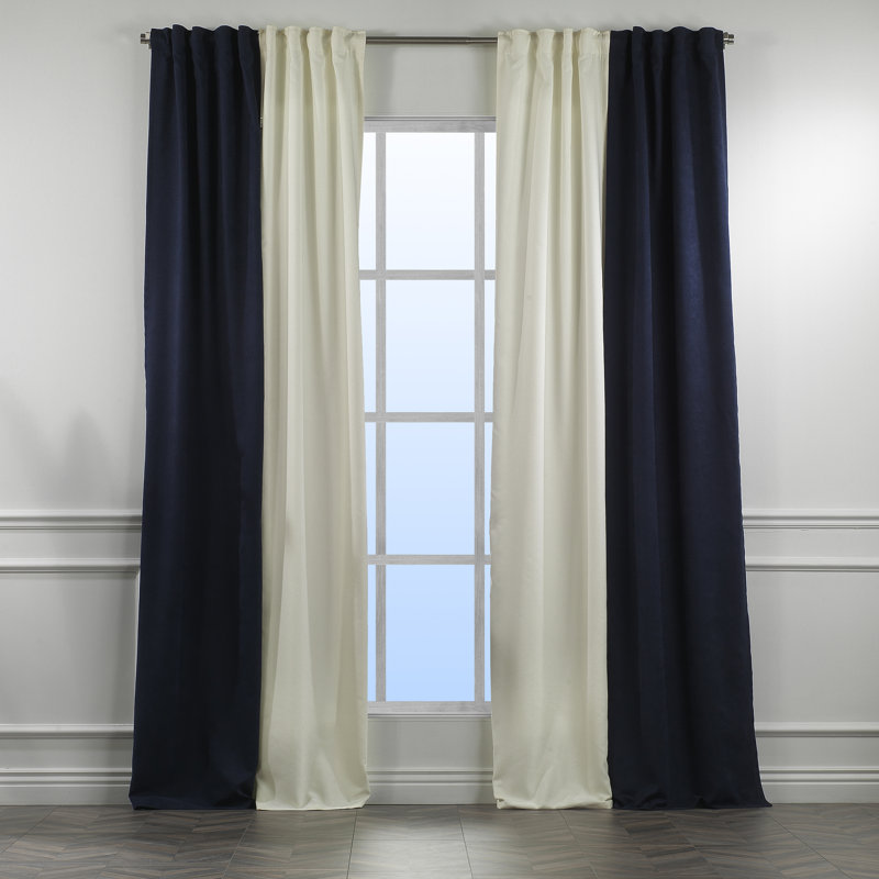 Rideau de fenêtre décoratif de chaque panneau de 27 po de largeur, Crème / bleu royal, L 27 po x L 95 po