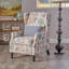Fauteuil inclinable avec accoudoirs en tissu avec garniture cloutée et dossier en bois