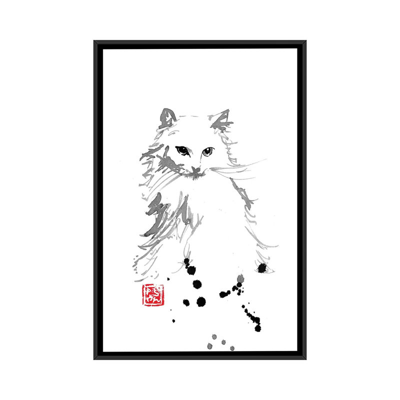 White Fur by Péchane - Print on Canvas, 66.04 cm H x 45.72 cm W, Black Framed