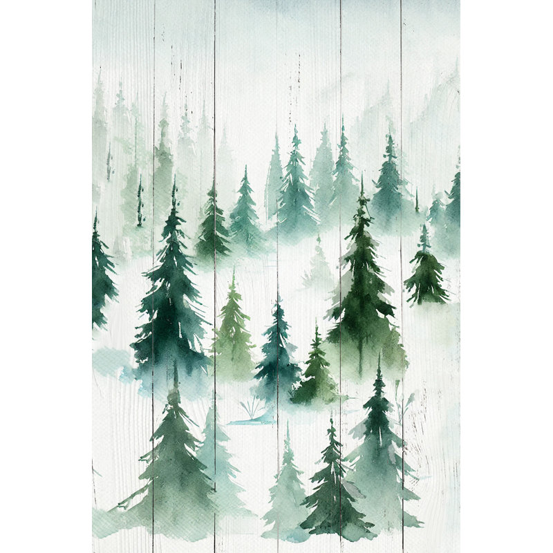 «Misty Forest Morning - Ethereal Winter Landscape», art sur toile, H 16 po x l 12 po x P 1 po