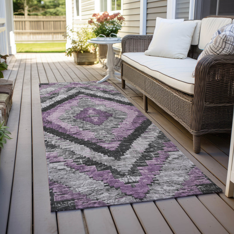 Machine Washable Indoor/Outdoor Xhevrie Lavender Rug, Runner 2'3" x 7'6"