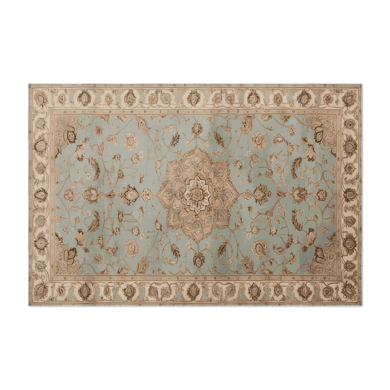 Tabriz Beige Indoor and Outdoor Area Rug, Rectangle 3' x 5'