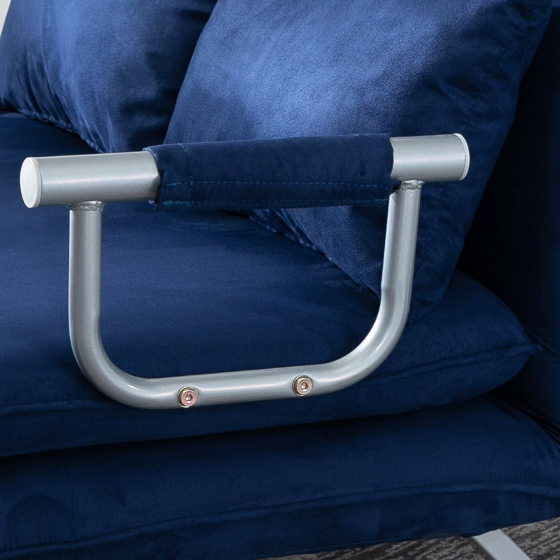 Canapé-lit moderne convertible, dossier réglable à 5 positions, fauteuil avec coussins et méridienne de loisir, Bleu