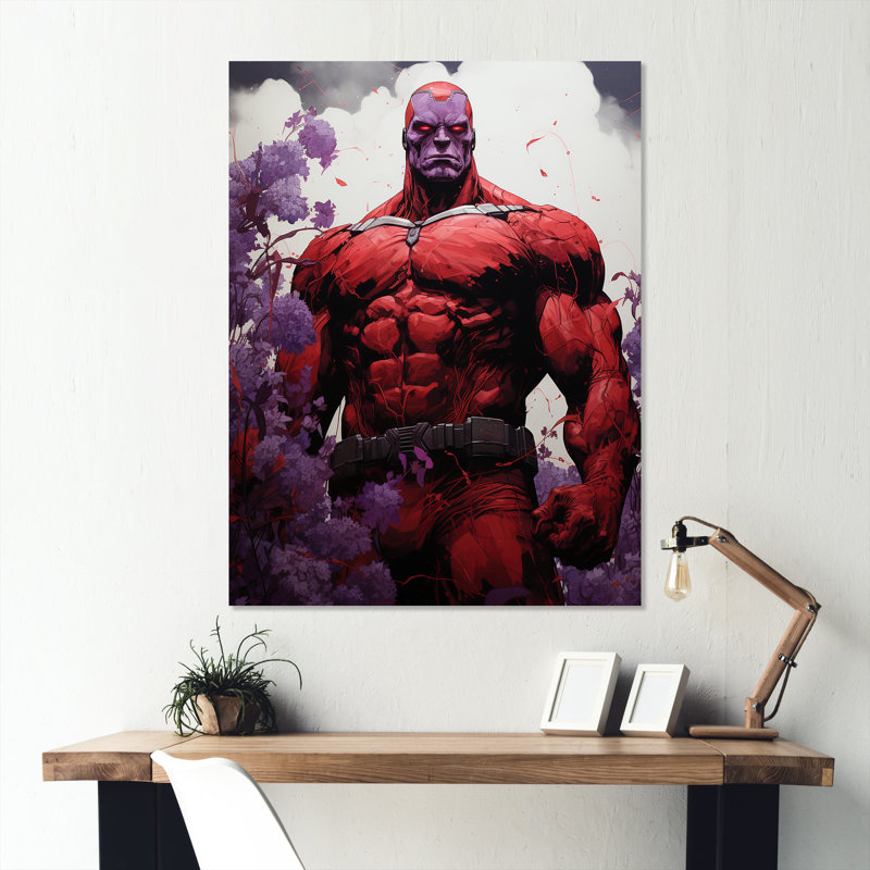 Rouge et mauve superhéros Giants Blooms - art mural en métal Giants, H 20 po x l 12 po x P 1 po