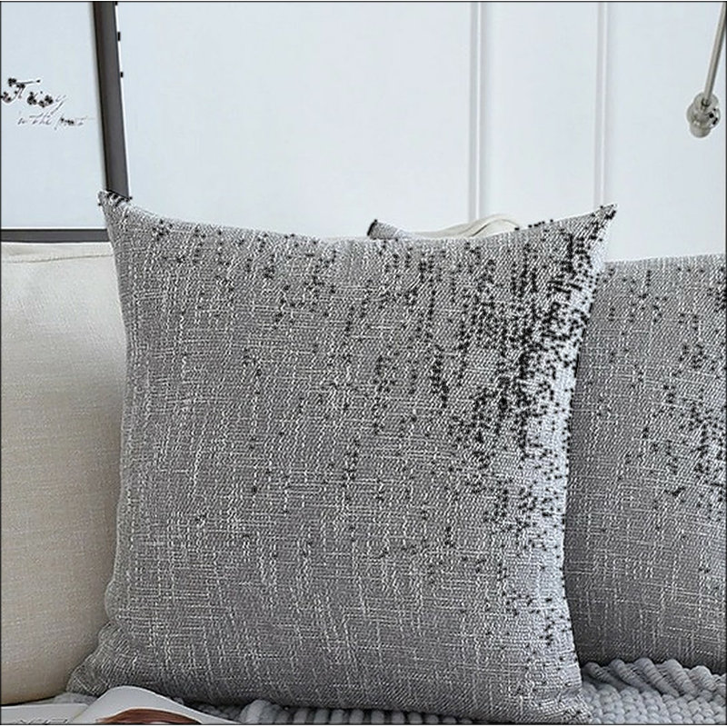 Housse de coussin carré en lin uni, Gris, 18 po x 18 po