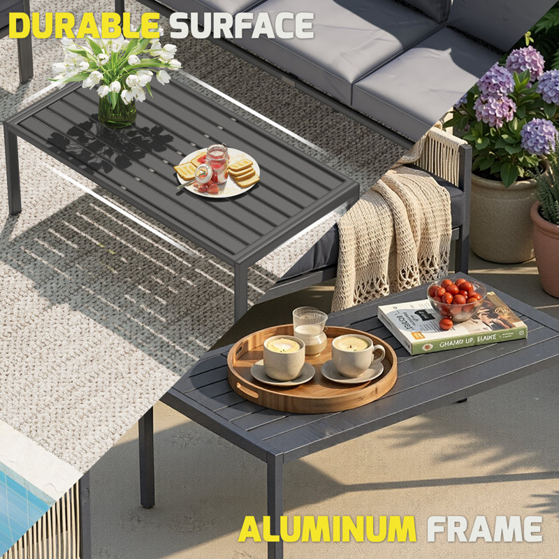 Outdoor Garden Furniture Set With Retractable Single Chair Patio Sofa Coffee Table Weather Resistant  Lounge Set For Garden Patio Balcony & Poolside